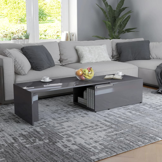 vidaXL Soffbord grå högglans 150x50x35 cm spånskiva