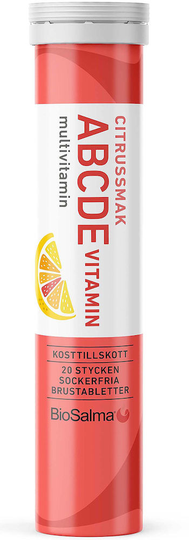 BioSalma ABCDE-multivitamin Citrus 20 brustabletter