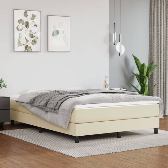 vidaXL Pocketresårmadrass gräddvit 140x190x20 cm konstläder