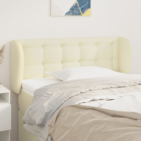 vidaXL Huvudgavel med kanter gräddvit 93x23x78/88 cm konstläder