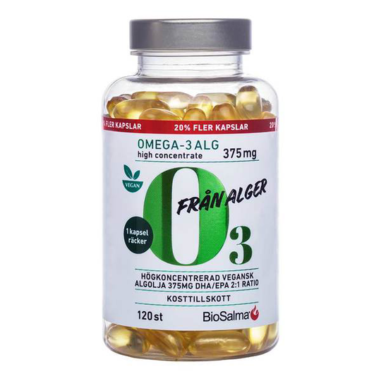 BioSalma Omega-3 av Alg 375mg DHA/EPA 120 kapslar