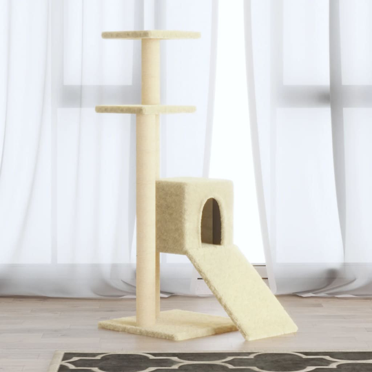 vidaXL Klösträd med klöspelare i sisal gräddvit 92 cm