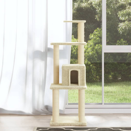 vidaXL Klösträd med klöspelare i sisal gräddvit 105 cm