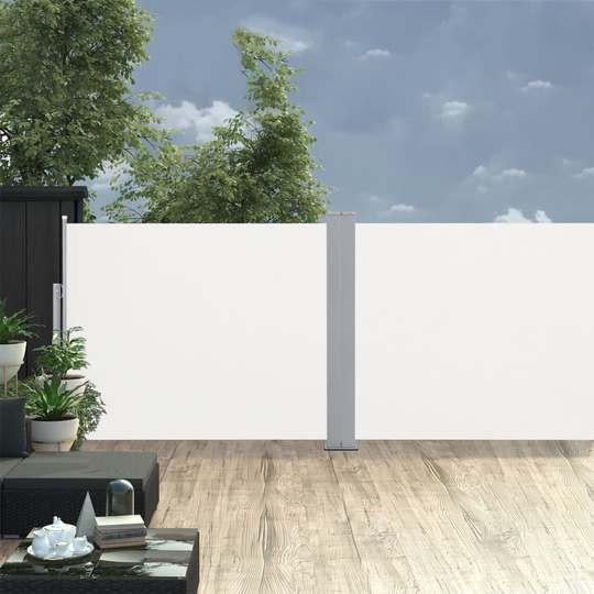 vidaXL Infällbar sidomarkis gräddvit 170x1000 cm