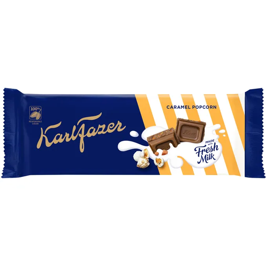 Karl Fazer 3 x Mjölkchoklad Caramel Popcorn