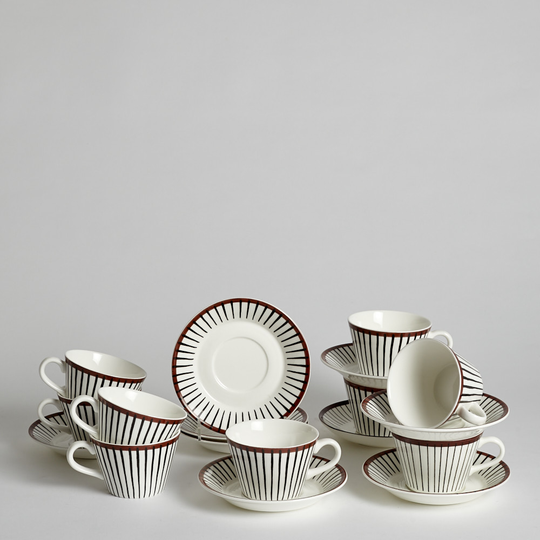 Gustavsberg - SÅLD Kaffekoppar med Fat "Spisa Ribb" 9 st