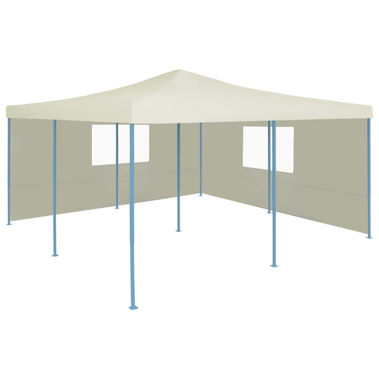 vidaXL Hopfällbart partytält med 2 sidoväggar 5x5 m gräddvit