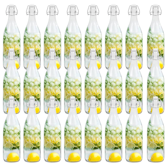 vidaXL Glasflaska med lock 24 st 1 liter