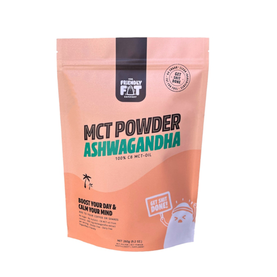 The Friendly Fat Company MCT-pulver med Ashwagandha 260 g