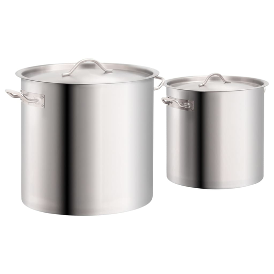 vidaXL Grytor 2 delar 50/25 L rostfritt stål