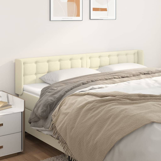 vidaXL Huvudgavel med kanter gräddvit 183x16x78/88 cm konstläder