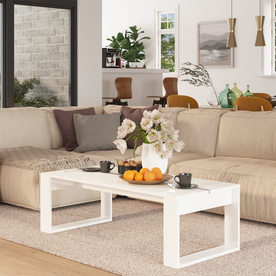 vidaXL Soffbord vit högglans 110x50x35 cm konstruerat trä