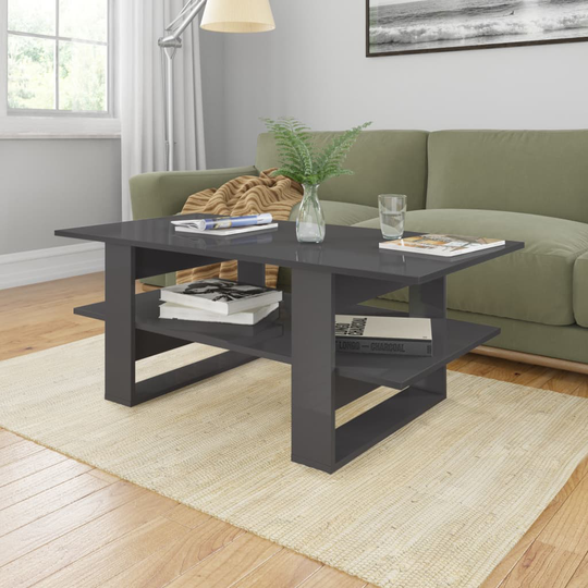 vidaXL Soffbord grå högglans 110x55x42 cm spånskiva