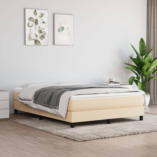 vidaXL Ramsäng gräddvit 140x190 cm tyg