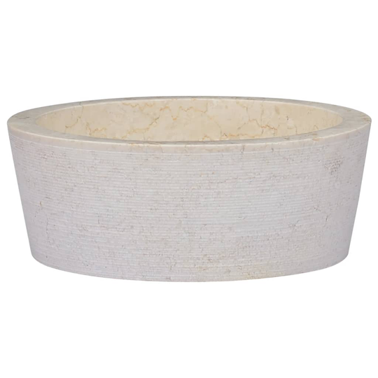 vidaXL Handfat gräddvit Ø40x15 cm marmor