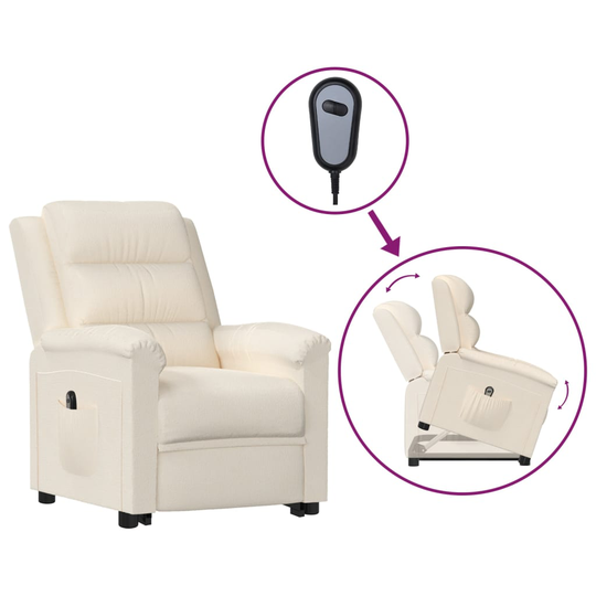 vidaXL Reclinerfåtölj med uppresningshjälp gräddvit sammet