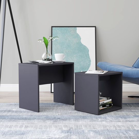 vidaXL Soffbord set grå 48x30x45 cm spånskiva