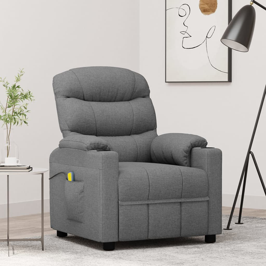 vidaXL Massagefåtölj ljusgrå tyg