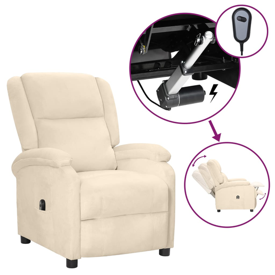 vidaXL Elektrisk massagefåtölj gräddvit sammet