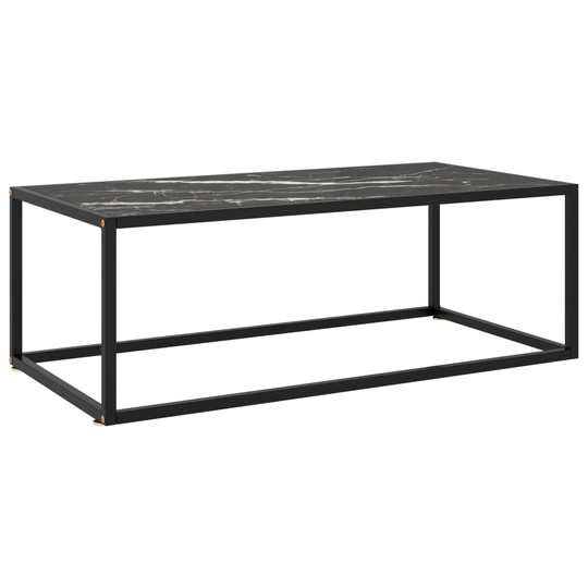 vidaXL Soffbord svart med svart marmor glas 100x50x35 cm