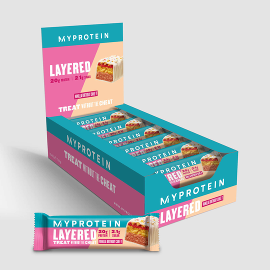 6 Layer Protein Bar - 12 x 60g - Vanilla Birthday Cake - NEW