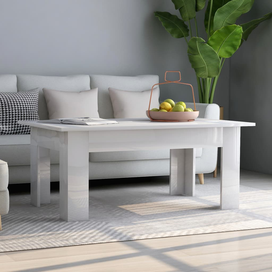 vidaXL Soffbord vit högglans 100x60x42 cm konstruerat trä