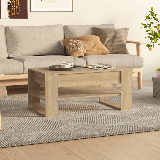 vidaXL Soffbord sonoma-ek 102x55x45 cm konstruerat trä