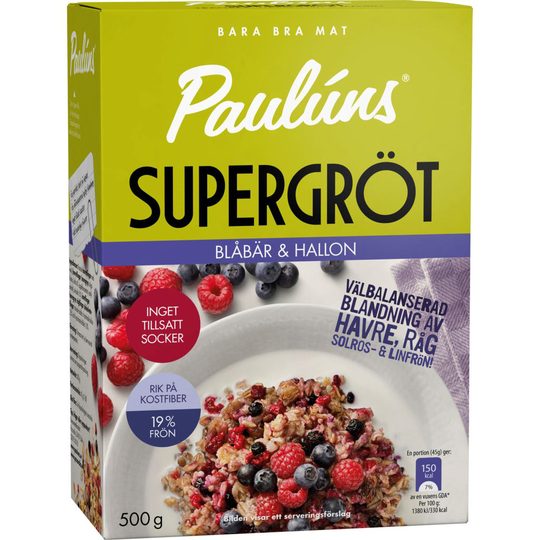 Paulúns Supergröt Blåbär & Hallon 500 g