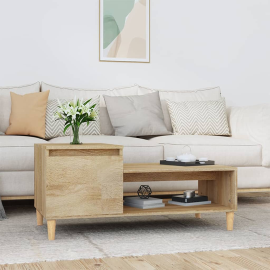 vidaXL Soffbord sonoma-ek 100x50x45 cm konstruerat trä
