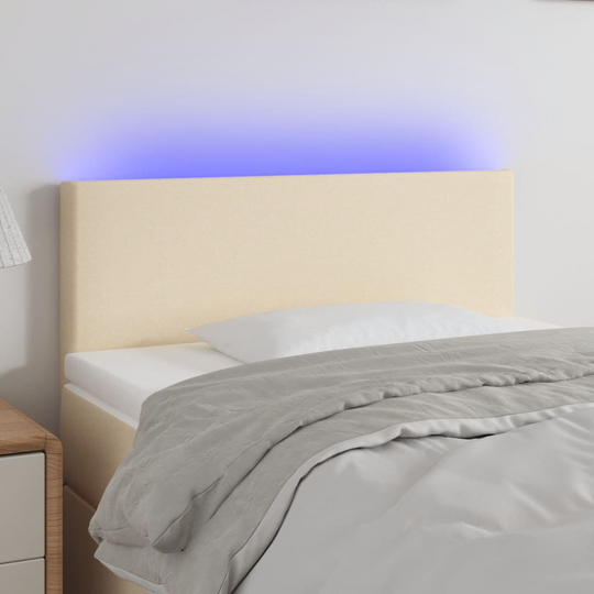 vidaXL Huvudgavel LED gräddvit 90x5x78/88 cm tyg