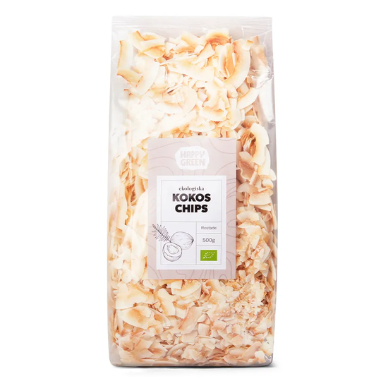 Happy Green Kokoschips rostade, 500g ekologisk