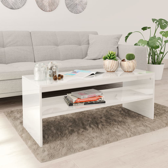 vidaXL Soffbord högglans vit 100x40x40 cm spånskiva
