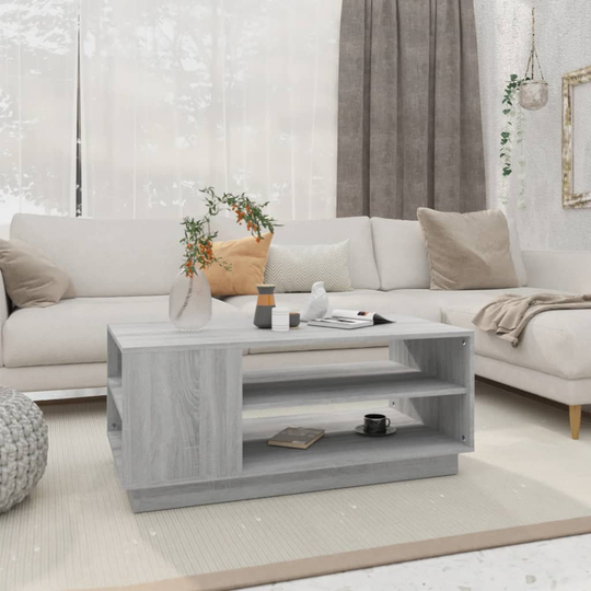 vidaXL Soffbord grå sonoma-ek 102x55x43 cm spånskiva