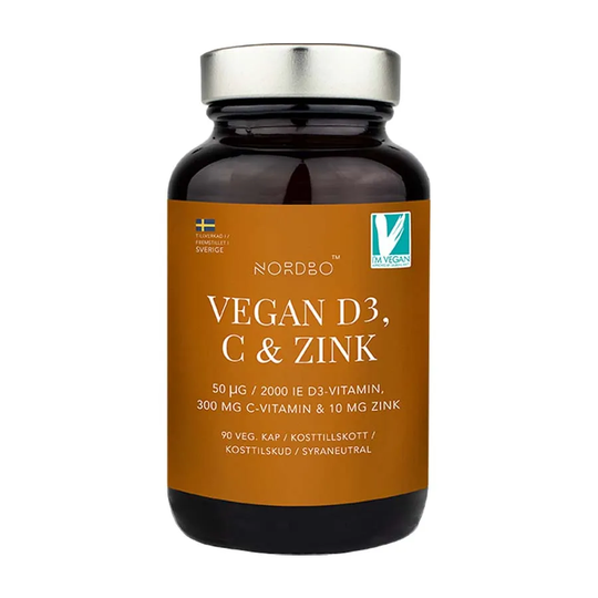 Nordbo Vegan D3, C-vitamin & Zink, 90 kapslar