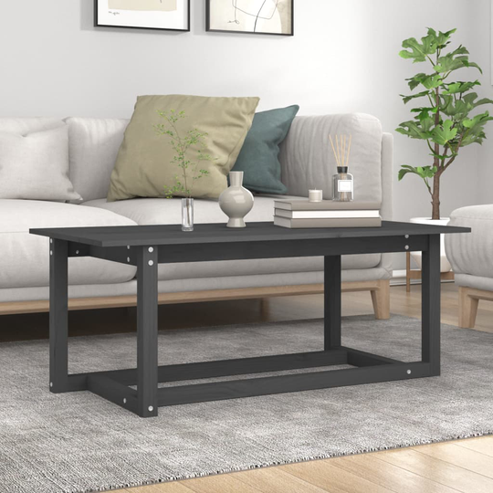 vidaXL Soffbord grå 110x55x45 cm massiv furu