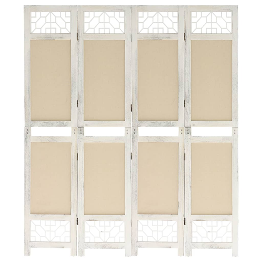 vidaXL 338559 4-Panel Room Divider Cream 140x165 cm Fabric