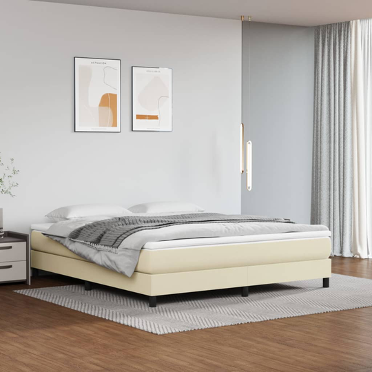 vidaXL Ramsäng gräddvit 180x200 cm konstläder