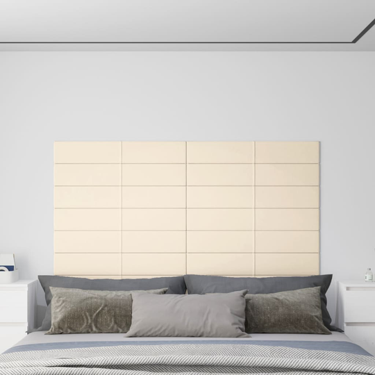 vidaXL Väggpaneler 12 st gräddvit 90x15 cm sammet 1,62 m²