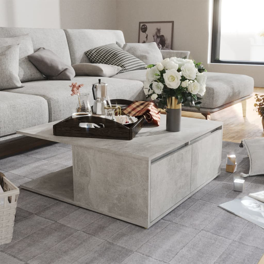 vidaXL Soffbord betonggrå 80x80x31 cm spånskiva
