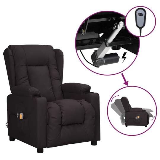 vidaXL Elektrisk massagefåtölj svart konstläder
