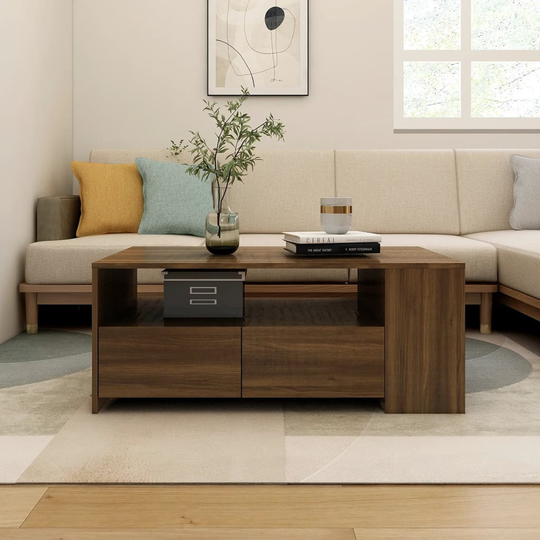 vidaXL Soffbord brun ek 102x55x42 cm konstruerat trä