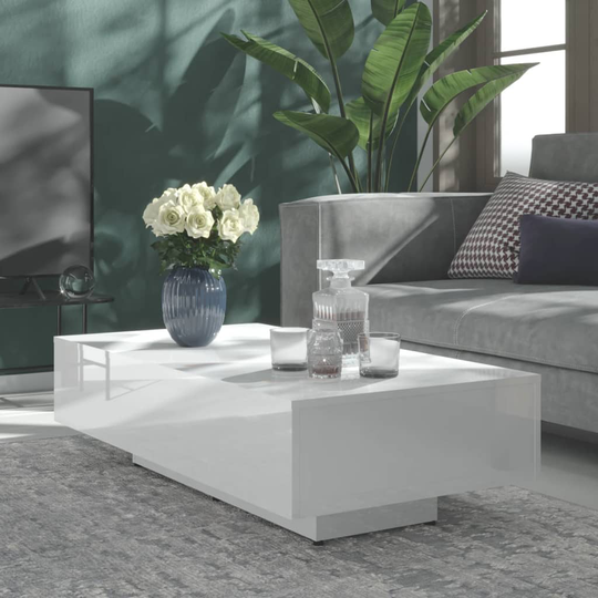 vidaXL Soffbord vit högglans 115x60x31 cm spånskiva
