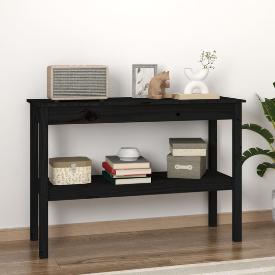 vidaXL Konsolbord svart 110x40x75 cm massiv furu