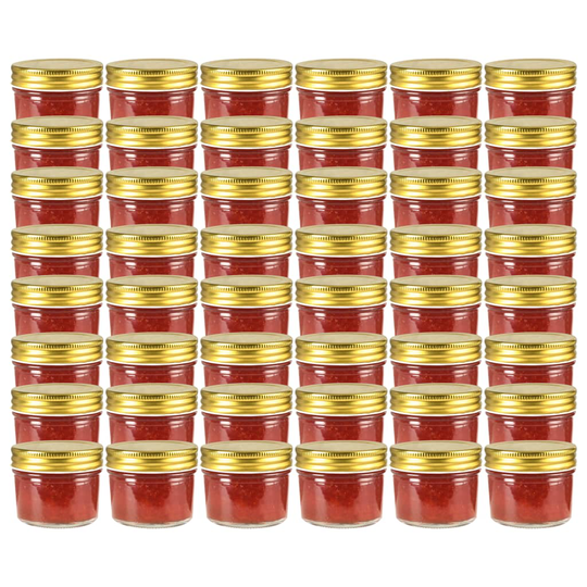 vidaXL Syltburkar i glas med guldfärgade lock 48 st 110 ml