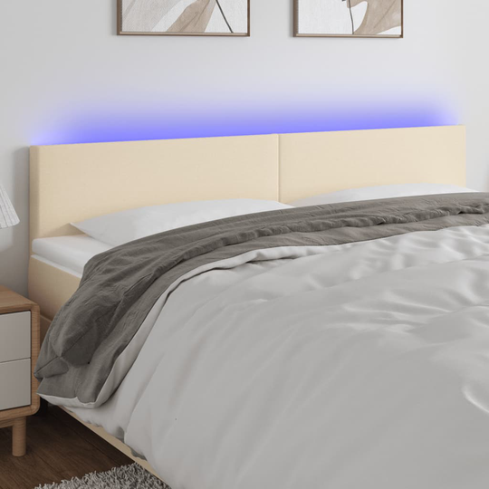 vidaXL Huvudgavel LED gräddvit 160x5x78/88 cm tyg