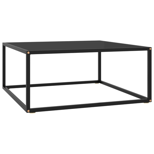 vidaXL Soffbord svart med svart glas 80x80x35 cm