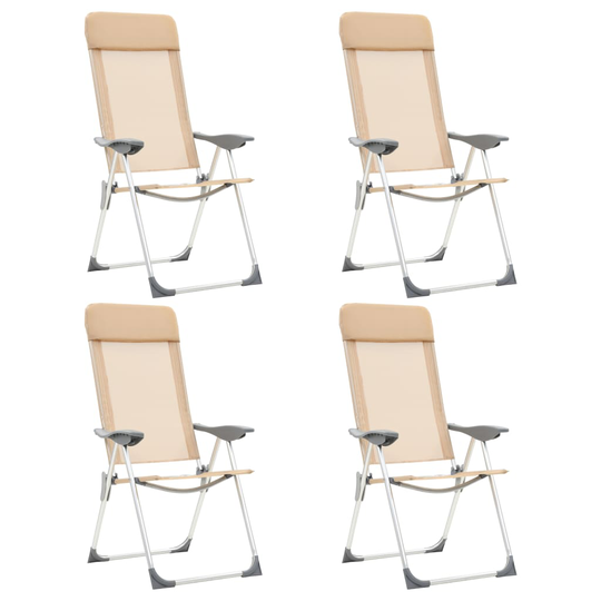 vidaXL Hopfällbara campingstolar 4 st aluminium gräddvit