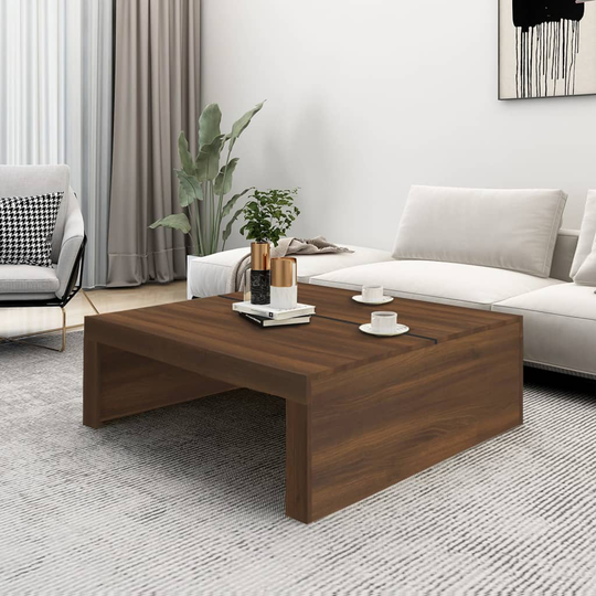 vidaXL Soffbord brun ek 100x100x35 cm konstruerat trä