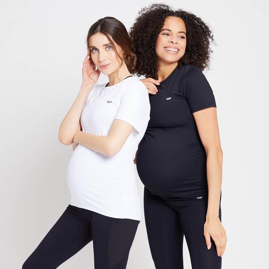 MP Women's Power Maternity Short Sleeve Top Multipack - Svart/vit - XXL