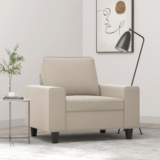 vidaXL Fåtölj gräddvit 60 cm mikrofibertyg